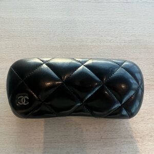 CHANEL Quilted Black Leather Glasses Case